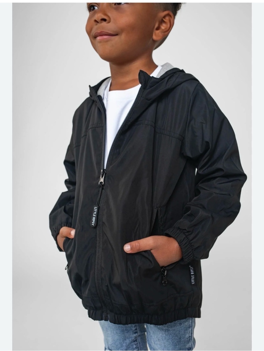 Little bipsy toddler Black Windbreaker Jacket size 18-24 months